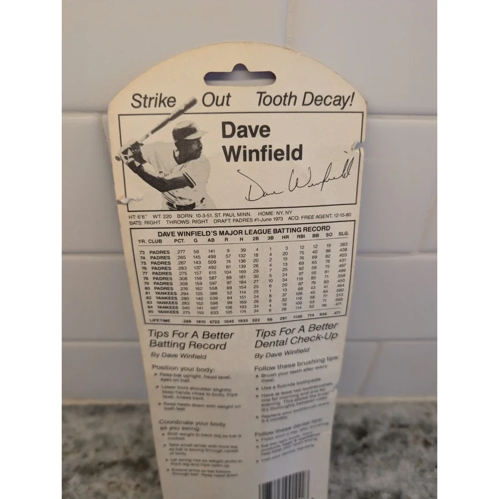 Vintage 1986 Chicago White Sox Baseball Bat Toothbrush & Holder Dave Winfield Ad